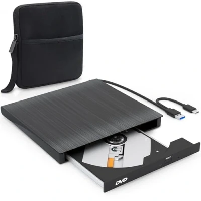 Immagine di Strex Lettore DVD esterno e masterizzatore con custodia CD/DVD Plug &amp; Play USB 3.0 Compatibile Windows, Mac Linux Drive ottico