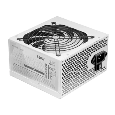 Immagine di MARSGAMING MPIII550P, Alimentatore PC ATX 550W, 5 Anni di Garanzia, 85% Efficienza, Sistema Digitale APFC, Ventola FDB 120mm AI RPM, Tecnologie DC e SMD, Cavi Piatte Extra lunghi, Bianco