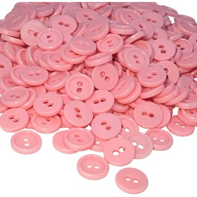 Immagine di AERZETIX C56348 Set di 100 Bottoni rotondi per cucito Ø11.5x2.2mm con 2 fori diametro apertura 2mm colore rosa in plastica hobby creativo decorazione cucire merceria moda