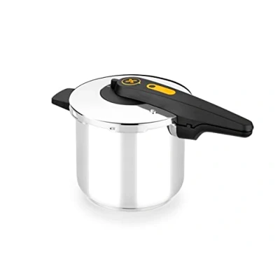 Immagine di BRA Pentola a Pressione Rapida 7 L, Apertura Forbice, Acciaio Inox 18/10, Facile Da Usare E Sicura, Adatta Tutti I Tipi Di Fornelli All’Induzione