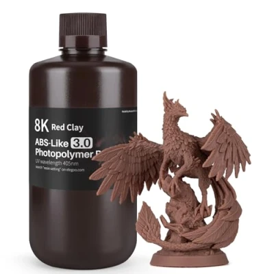 Immagine di ELEGOO 8K Resina ABS Like 3.0, LCD UV Rapida Alta Precisione, Non Brittle, Migliorata Forza e Durezza per LCD/DLP Stampante 3D Fotopolimerica, Argilla Rossa 1000G