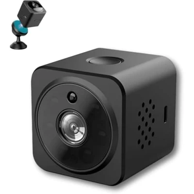 Immagine di Mini Telecamera Spia Wireless con Microfono Incorporato, 4K HD, Visione Notturna, Rilevamento del Movimento e Riduzione Rumore 2D Telecamere di Sicurezza per Interni Batteria