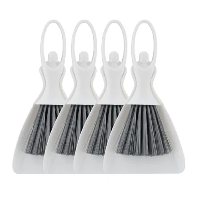 Immagine di Relaxdays Kit Raccogli Briciole, Set da 4 Scopette e Palette per Tavolo in Cucina, Appendere, Plastica, Bianco Grigio, x 13 25 cm