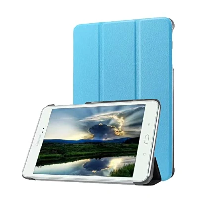 Immagine di Custodia per tablet Samsung Galaxy Tab S2 8&quot; SM T710/T715/T713 in pelle sintetica di alta qualità con funzione Sleep/Wake automatica (celeste)