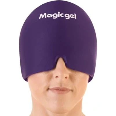 Immagine di Magic Gel Cuffia per Mal di Testa e Emicrania Copritesta in Ghiaccio Alleviare il Dolore Ridurre la Tensione alla Testa. Elastico Comodo Viola