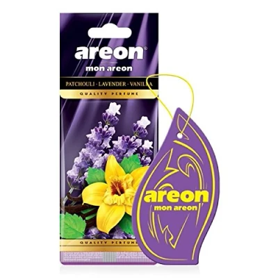 Immagine di AREON Mon 21424 Profumo Auto Patchouli Lavanda Vaniglia Deodorante Fiore Originale da Appendere Viola Pendente Specchietto Retrovisore Cartoni 2D Casa (Patchouli Lavander Vanilla Pack x 1)