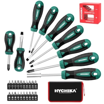 Immagine di HYCHIKA 30 PZ Set di Cacciaviti Professionali con a Testa Piatta e Phillips, Resistente Strumento Kit Cacciavite Manuale per DIY, Casa, Ufficio