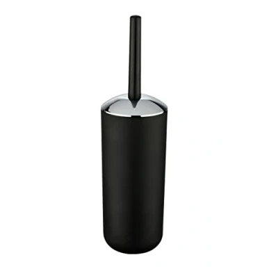 Immagine di WENKO Set da toilette Brasil, portascopino di alta qualità con superficie opaca in plastica infrangibile e senza BPA, per bagno toilette, incluso scopino, Ø 10x37cm, nero
