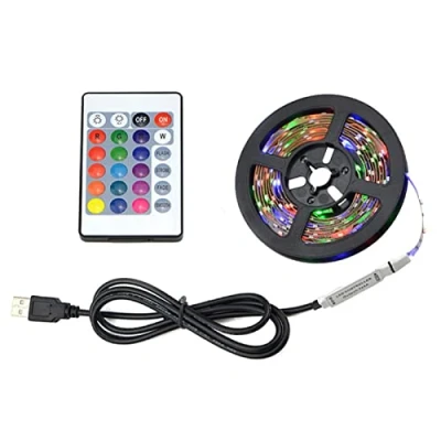 Immagine di Teksome Striscia di luci a LED RGB con Telecomando, Illuminazione per Interni Decorazione Feste, Fai da Te più Colori su Una Linea