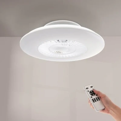 Immagine di Ledme M Ventilatore da soffitto Led Withline con luce e telecomando, basso consumo energetico, motore AC, 3 velocità, 5 livelli, APP.