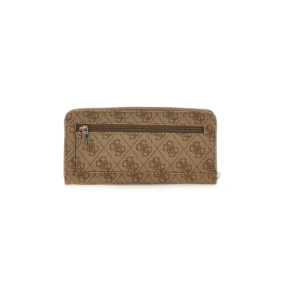 Immagine di GUESS Laurel Large Around Wallet, Portafoglio Grande con Zip, Pochette da Donna, Logo Latte, Taglia Unica