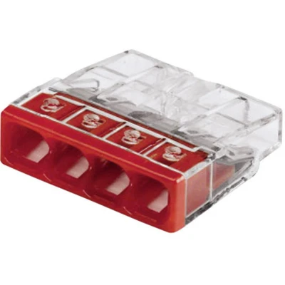 Immagine di WAGO 2273 204 Morsettiera flessibile: rigido: 0.5 2.5 mm² Numero Poli (num): 4 20 pz. Trasparente, Rosso