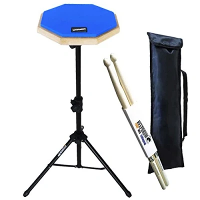 Immagine di Keepdrum DP BL Coppia di bacchette per batteria, con supporto, custodia e bacchette, colore: Blu