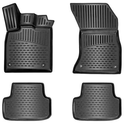 Immagine di Elmasline Design Set di tappetini in gomma 3D per Audi A4 (B9) anno costruzione dal 2015, bordo extra alto 5 cm