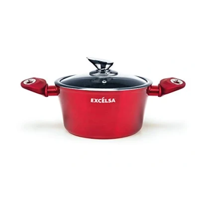 Immagine di Excelsa Phoenix Casseruola Antiaderente 24 cm, Alluminio, Rosso