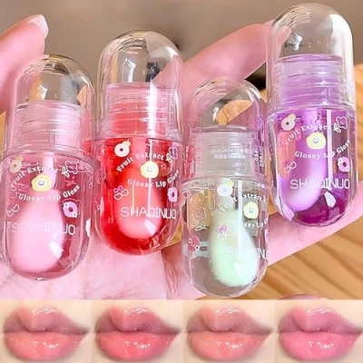 Immagine di Set Di 4 Pezzi Olio per Lucidalabbra, Lucidalabbra Al Gusto Frutta Gelatina Labbra Idratante Bambini E Adolescenti, Adatto Ai Regalo Feste