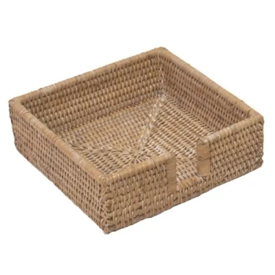 Immagine di Caspari hl01 W Supporto Whitewash per tovaglioli Il Pranzo, in Rattan e Cestino, Bianco, 33 x cm