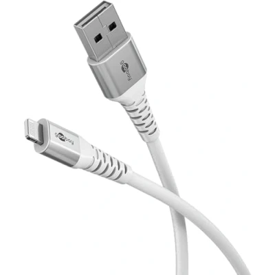 Immagine di Goobay Cavo Lightning USB A in tessuto supermorbido con spine metallo, 2 m (2 m, 2.0),