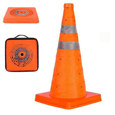Immagine di coni pieghevoli di sicurezza stradale, pop up multiuso con luce LED e collare riflettente, per parcheggio pratica guida (1, 45cm)