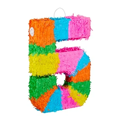 Immagine di Relaxdays Pignatta per Feste di Compleanno, Numero 5, da Appendere, Bambini e Adulti, Riempire, Colore Colorata, 10025189_907
