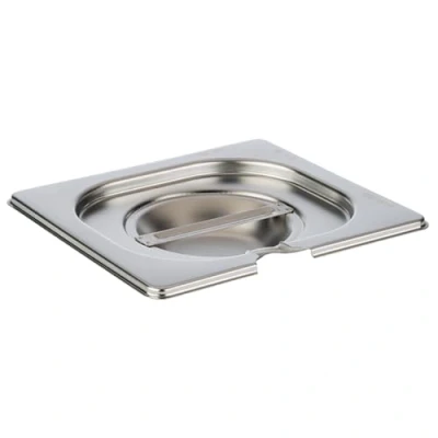 Immagine di APS 81692 GN 1/6 coperchio con incavo per cucchiaio, acciaio inossidabile, dimensioni 160 x 175 mm/altezza 30 mm