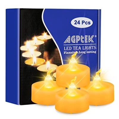 Immagine di 24pcs Candele a LED, AGPtek Sacco giallo ambrato LED batteria Light Candle con Timer (Yellow Flickering with Timer)