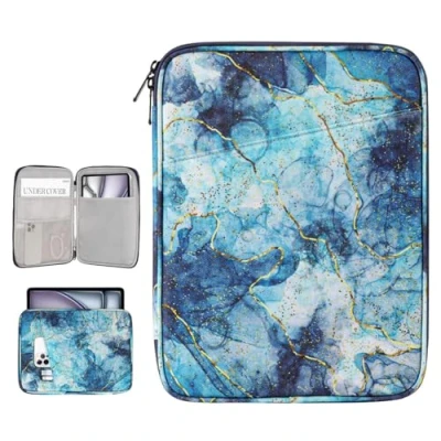 Immagine di Dadanism 12,9 Pollici Custodia Sleeve per Tablet Compatibile con iPad PRO/Air 13&quot; 2024, PRO 12,9&quot; M2 6a/5a/4a/3a Gen, 12,4&quot; Galaxy Tab S9 Fe+/S9+/S8+/S7 Fe/S7+, Surface 8/7/6/X, Marmo Blu