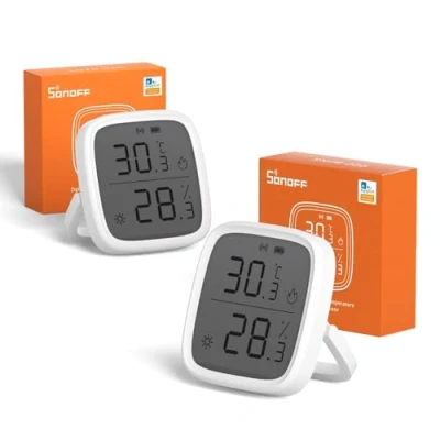 Immagine di Sonoff 2Pezzi Termometro Igrometro Ambiente Interno, Zigbee Umidità Casa con LCD, Compatibile Alexa/Google Home, Portable Misuratore di Temperatura Memorizzazione dei Dati