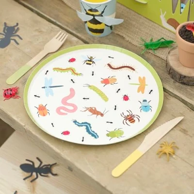 Immagine di Ginger Ray Piatti di carta Creepy Crawly Bugs per feste compleanno bambini, confezione da 8, multicolore