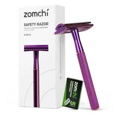 Immagine di ZOMCHI Rasoio di Sicurezza Donna Riutilizzabile con 5 Lame e Uomo Viola
