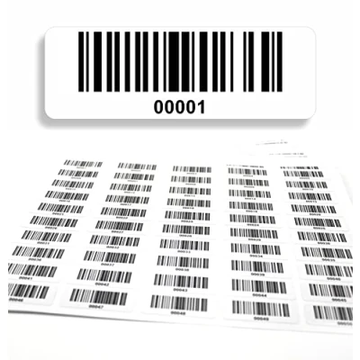 Immagine di etichette per codici a barre 00001 01000, 5 cifre, 1000 pezzi 50 x 17 mm, inventario prestampate, autoadesive, prodotto in Germania