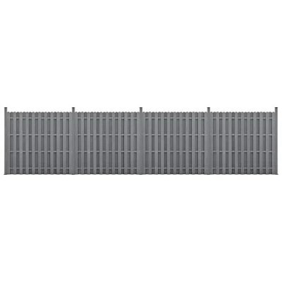 Immagine di NEU.HOLZ Steccato per Giardino Staccionata Recinzione Pannello WPC Legno Composito Set di 4 Pezzi 11 Doghe 185 x 747 cm Grigio