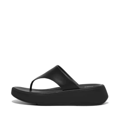 Immagine di Fitflop F Mode Leather Platform Toe Post, Sandali Donna, Tutto Nero, 38.5 EU