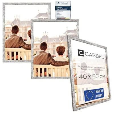 Immagine di CABBEL Confezione da Tre (3 Pezzi) Cornice 40x50 cm in Legno MDF di Betulla con plexiglass infrangibile/Moderno