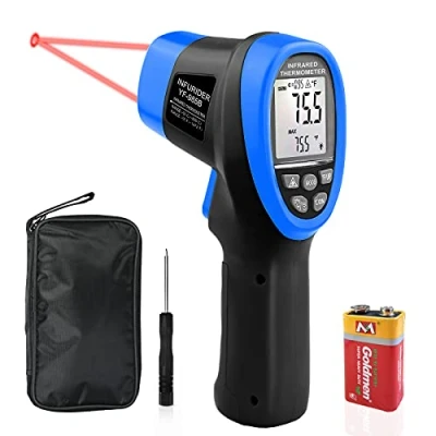 Immagine di Termometro a Infrarossi Laser Digitale( 50℃ 1360℃),INFURIDER YF 985B Pistola Temperatura Infrarossi, D:S=16: 1 Misuratore di IR Pirometro Senza Contatto per Forno HVAC Industriale