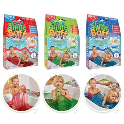 Immagine di Pacco da 3 x di slime Baff Zimpli Kids, Rosso, Verde e Blu, Trasforma magicamente l’acqua in uno appiccicoso colorato, Regalo Compleanno per Bambini Bambine