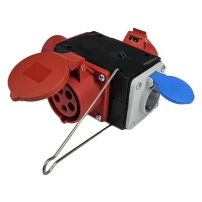 Immagine di RoadEu distributore di corrente con uscite CEE e Schuko 16A, 380 V 230 mobile spina a 5 poli 2 x dosi, energia