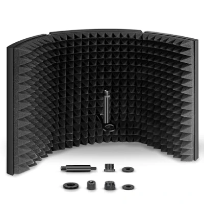 Immagine di Aokeo Microfono Schermo di Isolamento da Studio Schiuma Assorbente ad Alta Densità Compatibile con Blue Yeti e Qualsiasi Apparecchiatura Registrazione a Condensatore(A0 403)