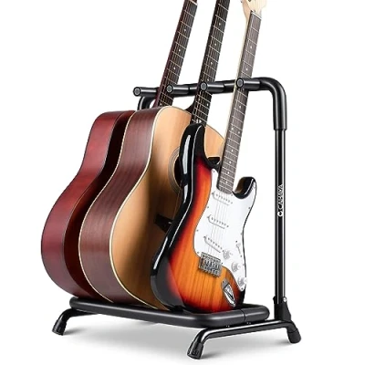 Immagine di CAHAYA Supporto Universale per 3 Chitarre Chitarra con Spessa Imbottitura in Gomma Cavalletto Classiche, Acustiche, Elettriche e Bassi CY0344
