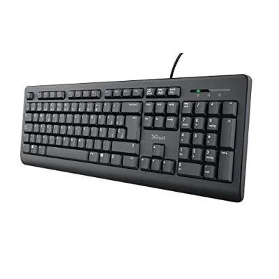 Immagine di Trust Taro Tastiera Layout QWERTY spagnolo, resistente agli urti, cavo da 1,8 m, connessione USB, Windows, Mac, PC, laptop, nero