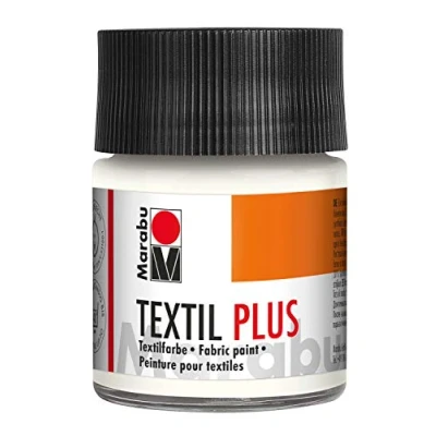 Immagine di Marabu Textil Plus Scuri, Colore Bianco Coprente, Adatto per Pittura Stampa su Tessuto, Dopo Il Fissaggio, Lavabile Fino a 40, 50 ml (Confezione da 1), unità