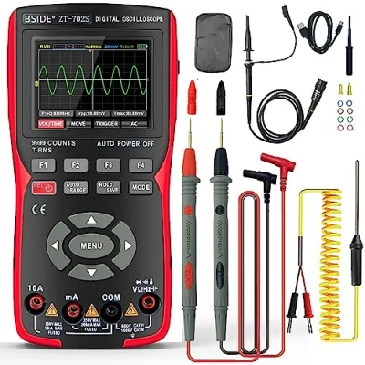 Immagine di BSIDE ZT 702S Kit Oscilloscopio Fai Da Te Multimetro Digitale TRMS con Portatile LCD a Colori 9999 Conteggi 10Mhz Mini Tester Ricaricabile per Autofficina Elettronica