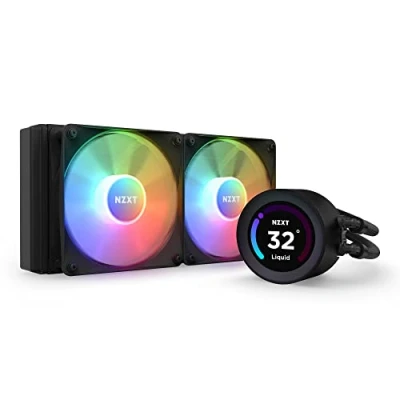 Immagine di NZXT Kraken Elite 240 RGB Dissipatore a liquido AIO per CPU 240mm Display LCD grandangolare personalizzabile da 2.36&quot; er GIF Pompa ad alte prestazioni 2x ventole Core F120 Nero