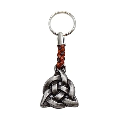 Immagine di Claro Schmuck portachiavi in metallo, spessore 2 mm, cinturino ecopelle, lunghezza totale circa 9 11 cm, Nodo celtico, Taglia unica