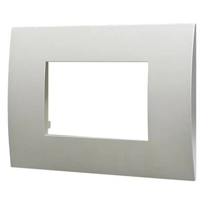Immagine di Placca Compatibile Con Vimar Arke, Placche In Plastica, 1 Pezzo (3 Posti/Moduli,Silver)