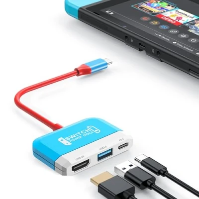 Immagine di RREAKA Switch Dock for Nintendo OLED, 3 in 1 TV Adapter with 4K HDMI, USB 3.0 Port, Type C 100W Charging, Portable Docking Station Travel, Samsung Dex S24, MacBook
