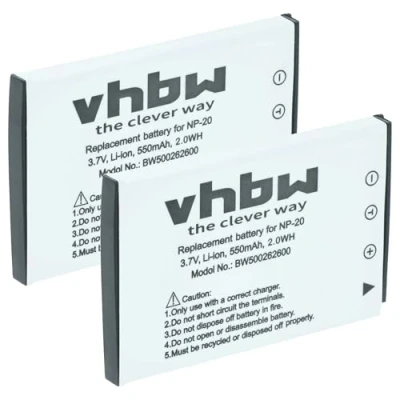 Immagine di vhbw 2x batteria compatibile con Casio Exilim EX Serie Z3, Z4, Z5, Z60, Z65 fotocamera digitale DSLR (550mAh, 3,6V, Li Ion)