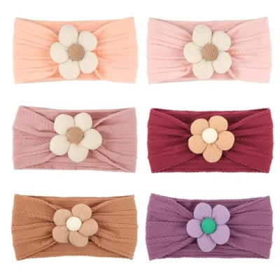 Immagine di DRESHOW 6 Pezzi Fasce Floreali per Ragazze Nylon Elasticizzato Accessori Capelli Fatti a Mano Neonati Bambini Bambine