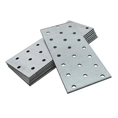 Immagine di OMIDEAS 10 x Piastra di giunzione piana (140 60 2) fissaggio, Connettore per legno, Lastrina piatta, montaggio multi foro zincata in acciaio