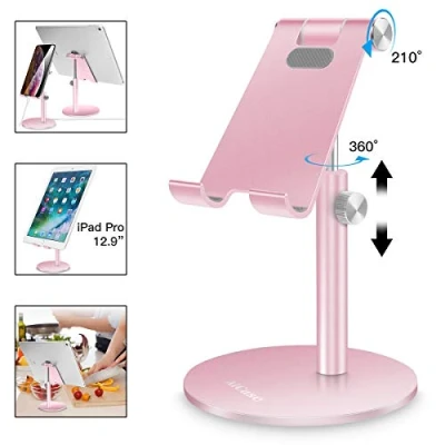 Immagine di AICase supporto per tablet/telefono, da tavolo universale regolabile in alluminio, iPad 2018 Pro 10.5/9.7/12.9, Air mini 2 3 4, Samsung Tab, altri smartphone e tablet (4 12.9&quot;) Oro rosa